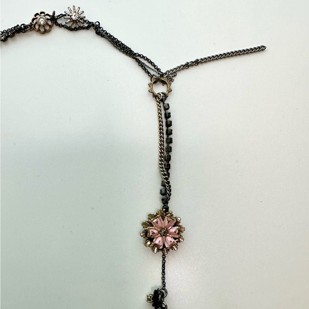 Juicy Couture Chunky Charm Silver Gold Black Tone Crystal Statement Necklace - Picture 8 of 16